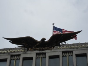 The eagle is pretty impressive for a "boring building"