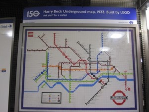 Next stop, King's Cross Station's Platform 9 and 3/4. I traveled via tube where I found a Lego schematic of the underground. 